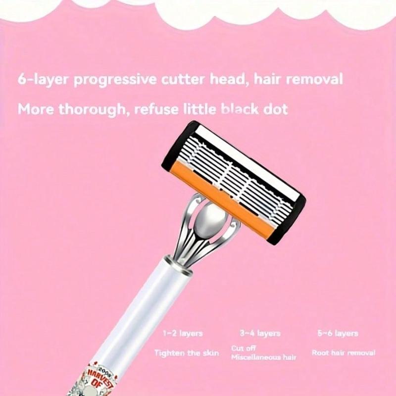 Classic Men's Razor 72 Ultra Sharp Blades Durable Progressive Design Safe Smooth Painless Shaving 2Non Slip Handles Holiday Gift