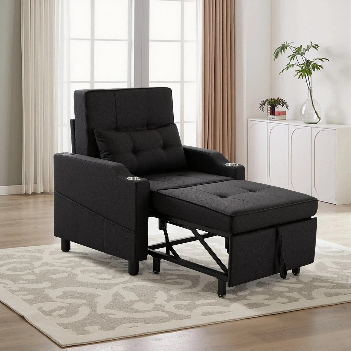 Upholstered Recliner Sleeper Chair With Usb Port And Pocket