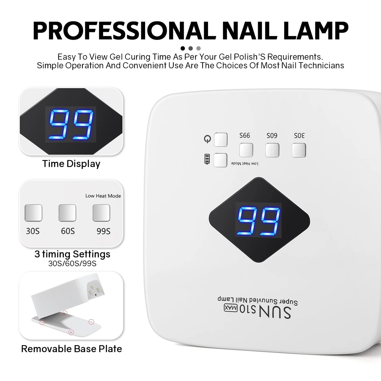Rechargable UV LED Nail Lamp Dryer With HD Display 50W
