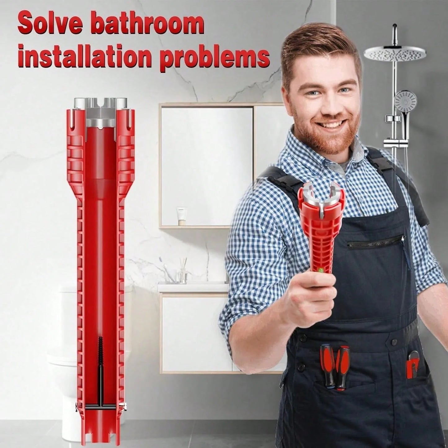 8 In 1 Basin Wrench Faucet Sink Installation Tool Plumber Repair Tool For Kitchen Bathroom Drain Nut Removal
