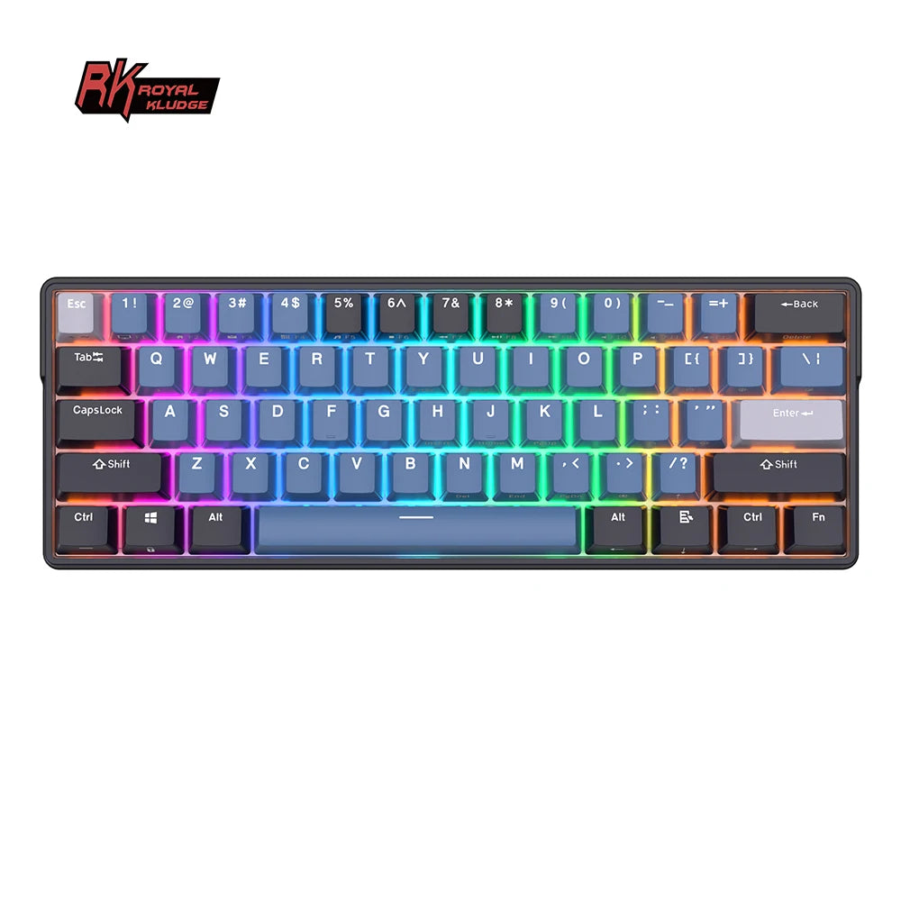 RK61 Plus ROYAL KLUDGE Tri-mode Mechanical Keyboard 2.4G Wireless Bluetooh RGB Backlit Gamer Keyboards 61 Key Mini Hot-swappable