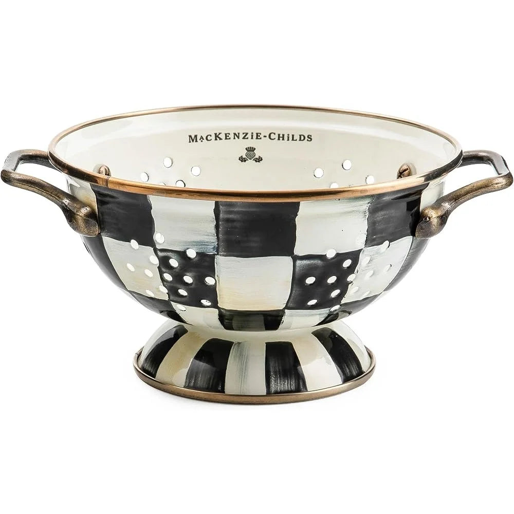 Unique Enamel Colander Kitchen Strainer Decorative Metal Strainer for Pasta Vegetables Fruits Gift Hostess and Home Decor