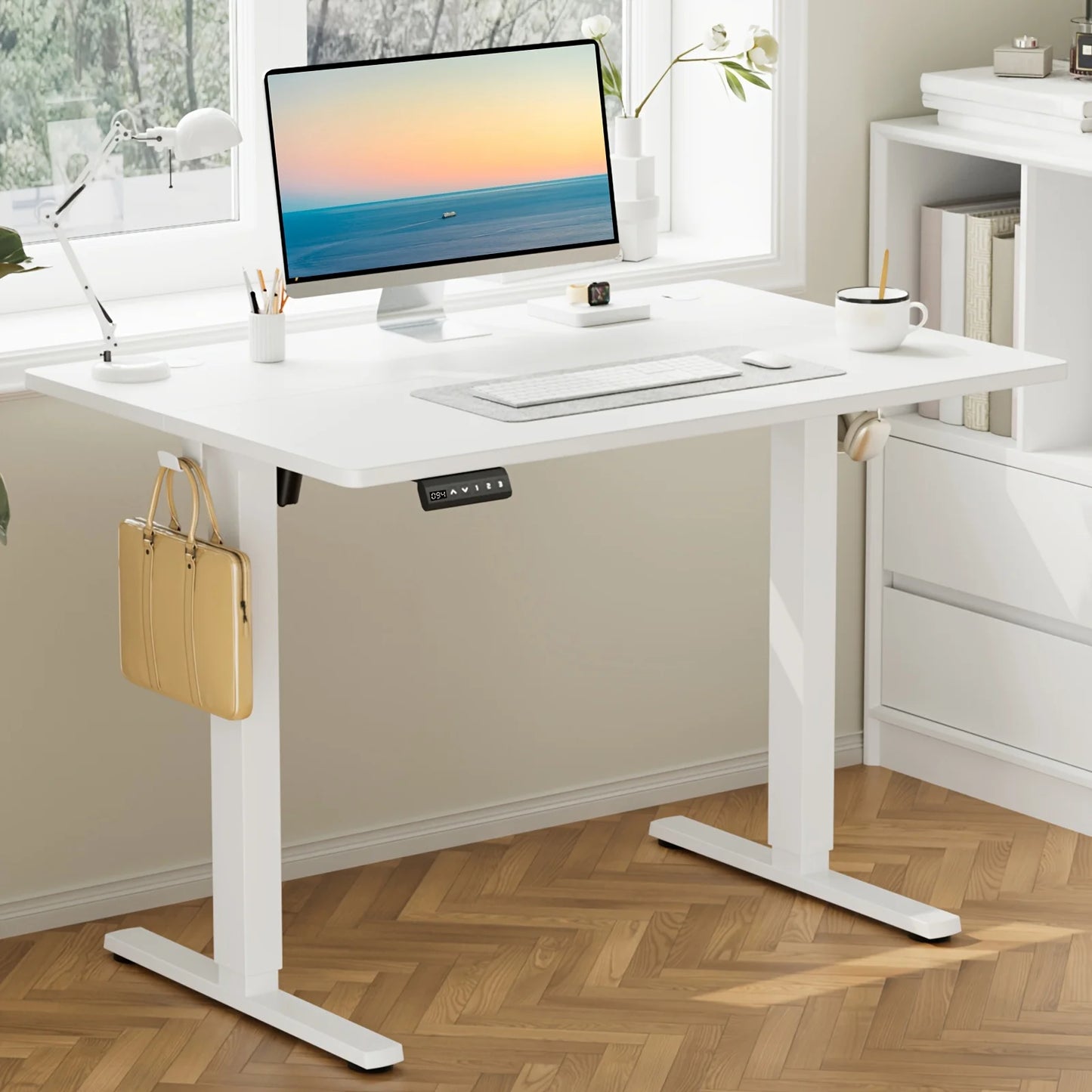 Standing Desk, Adjustable Height Electric Sit-Stand Computer Table, 40×24, 48×24, 55×24, 63×24 Inch Ergonomic Rising Desk