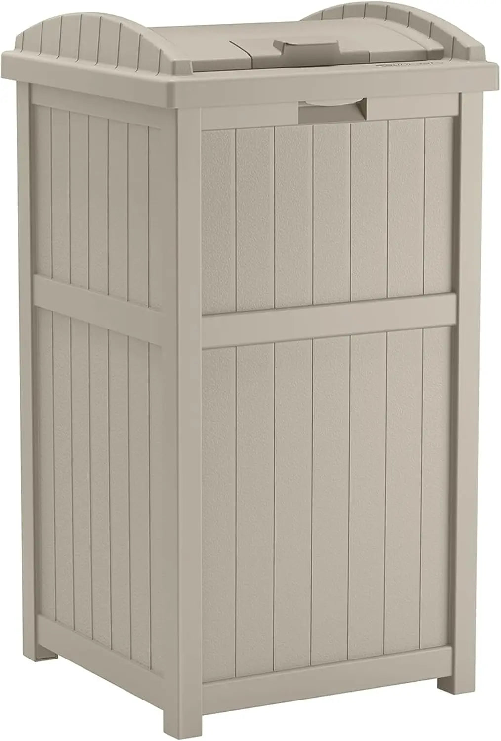 Suncast 30 Gallon Outdoor Trash Hideaway Resin Refuse Container Lid Cyberspace Concealed Waste Storage Patio Backyard Garden
