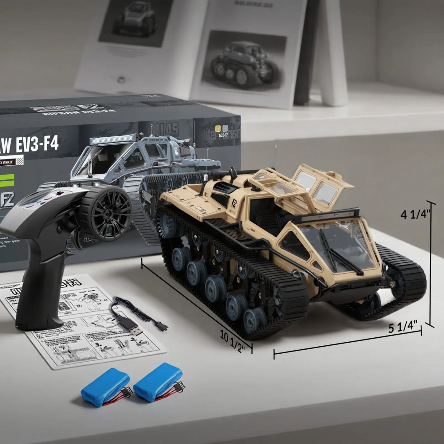 RACENT 1:16 RC Tank Remote Control Tank Off-Road RC Truck 4WD RC Crawler 360°Rotating Drifting Car with 2 Batteries