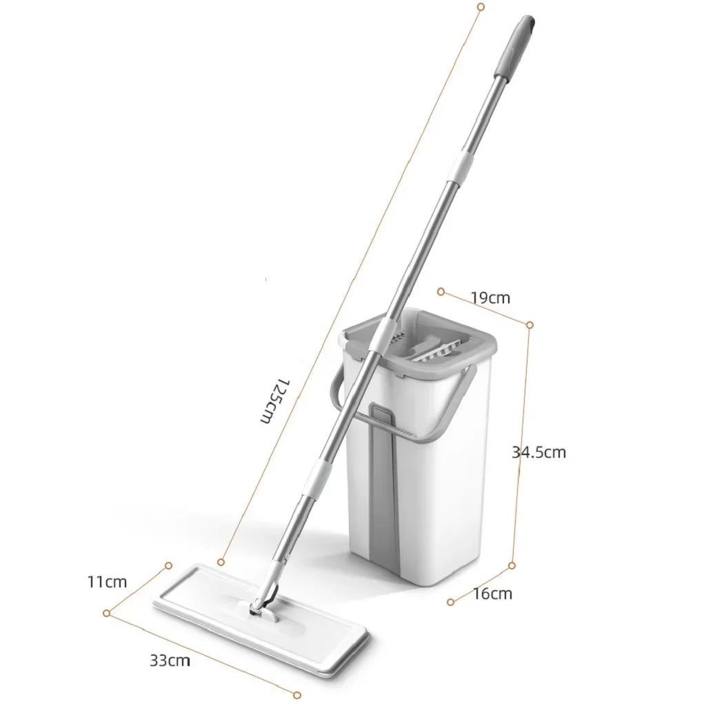 Mop with Bucket Set Wet Dry Magic Cleaning Tool for Home Floors Kitchen Bathroom Hardwood Laminate Tiles Easy Rinse Self-Wring