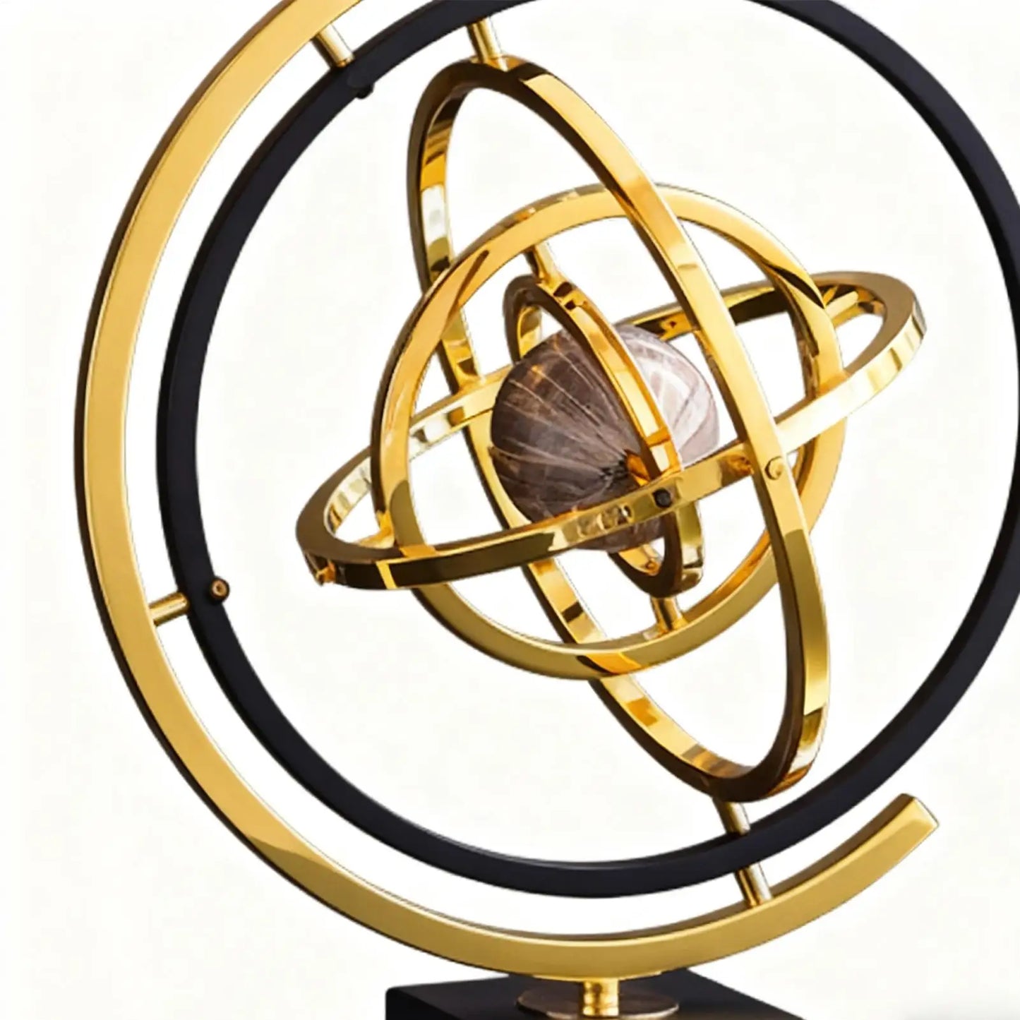 Rotating Metal Globe Sculpture For Modern Home Office Decor