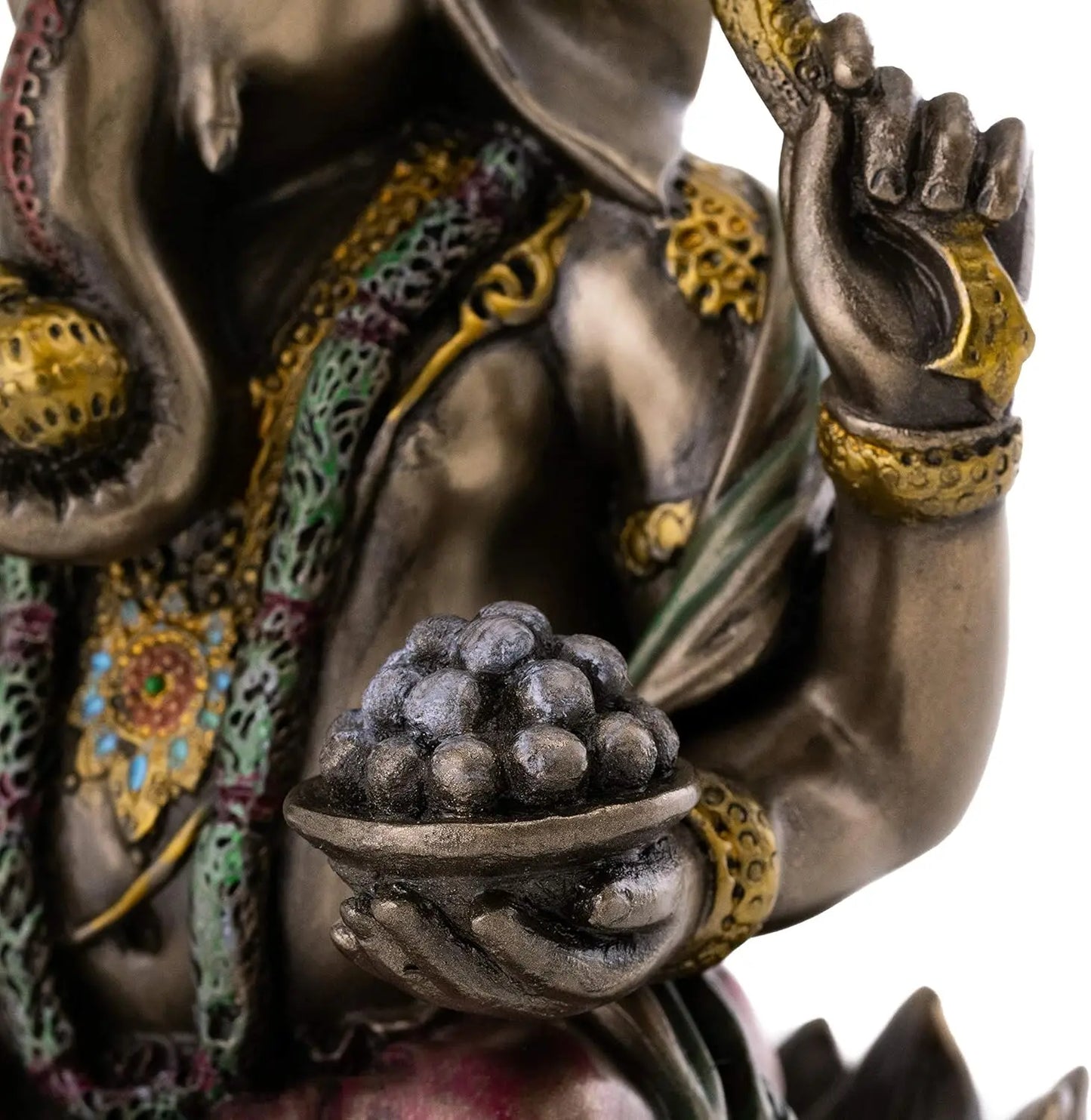 Ganesha Statue Sitting on Lotus Pedestal - Lord of Success, Cold Cast Bronze, 7.25-Inch Hindu God Figurine