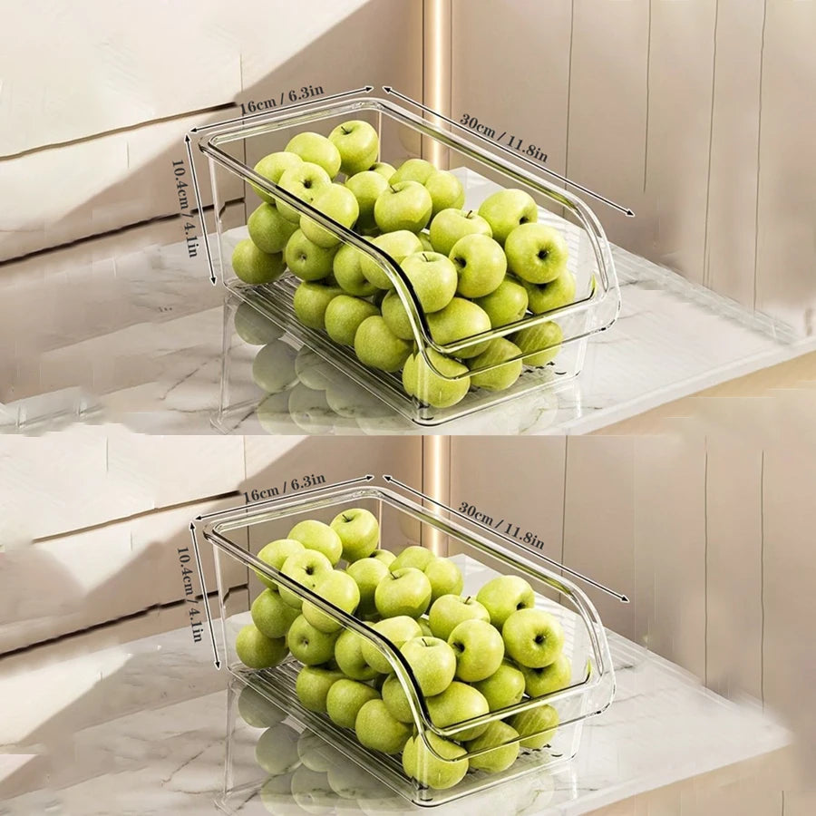 Clear Fridge Organizer, Refrigerator Organizer Bins with Handle, Freezer, Kitchen Cabinet, Pantry Organization, Fridge Organizer
