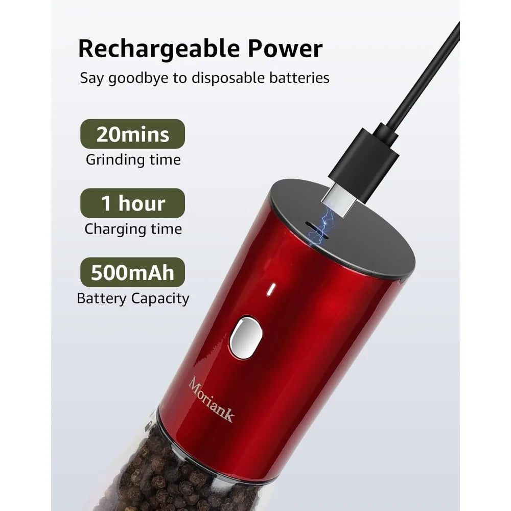 Electric Salt and Pepper Grinder Set with Adjustable Coarseness