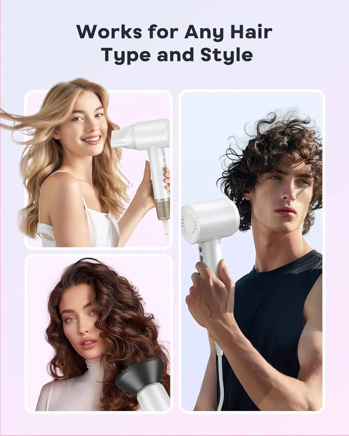 Electric Hair Dryer 120000RPM Brushless Negative Ions 1500W