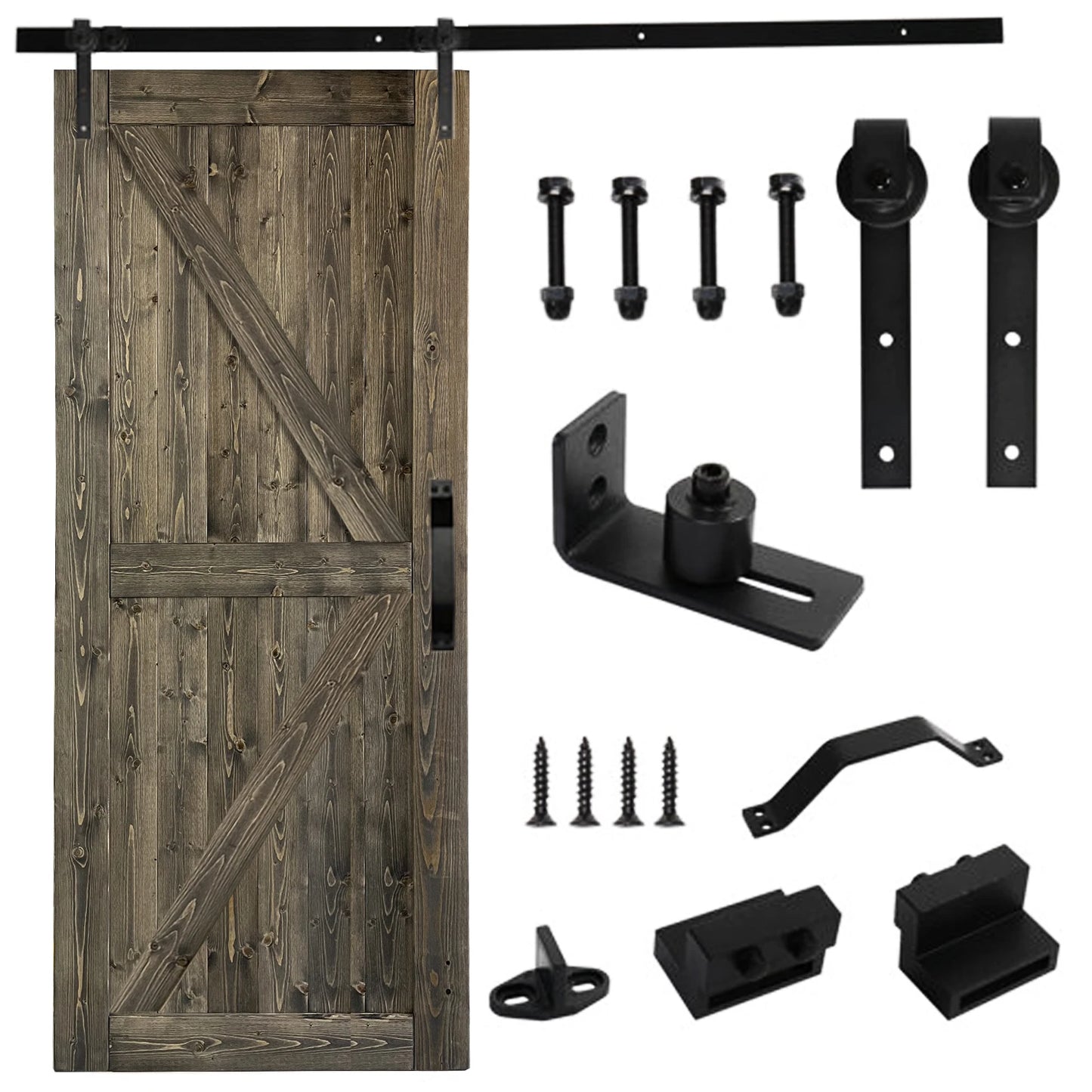 36 In. X 84 In. Sliding Barn Door With 6.6FT Hardware Kit