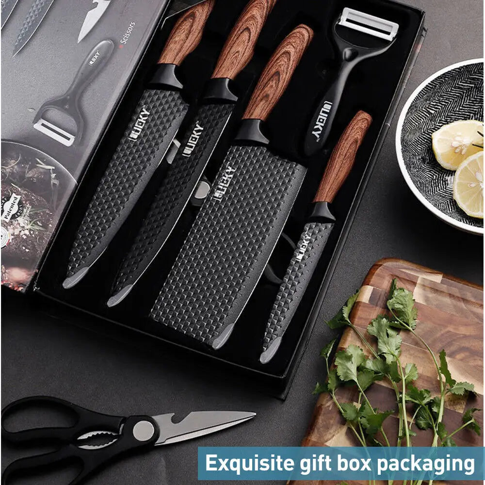 6pcs High Carbon Stainless Steel Knives Handmade Forged Cleaver