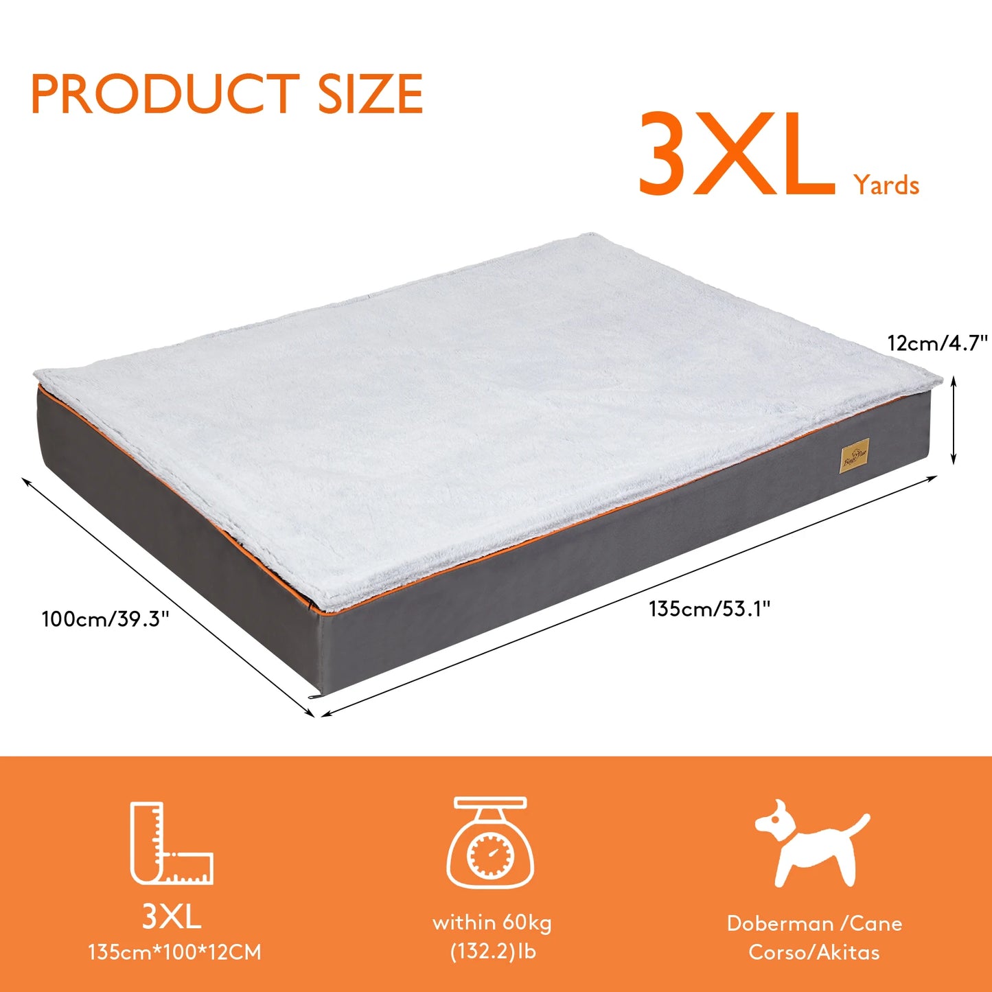 Large Orthopedic Dog Bed with Padded Foam Cushion and Washable Cover
