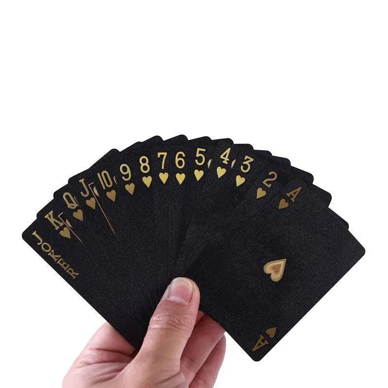 Black Gold Foil Playing Cards Waterproof PVC Poker Deck for Casino Games Parties & Collection, Durable Stylish Design