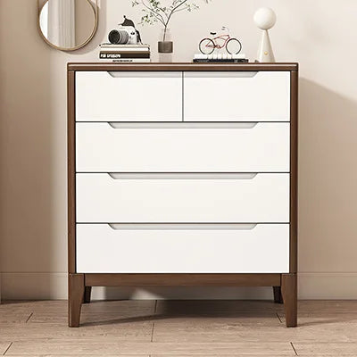Wooden Chest of Drawers 5-Drawer & 6-Drawer Dresser Cabinet Bedroom Clothes Storage Organizer No Assembly Living Room Furniture