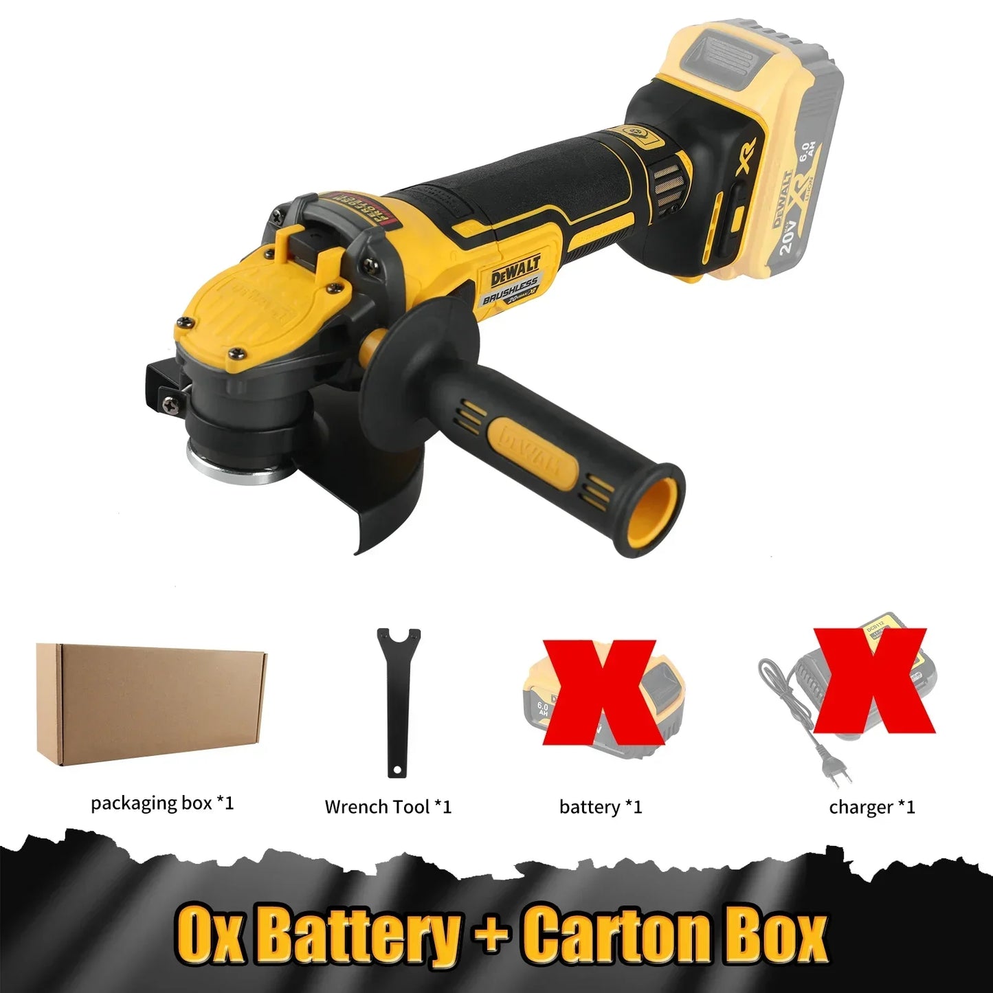 DEWALT DCG409 20VBrushless Angle Grinder,125mm Wheel,9000 RPM,800W,6.0Ah Battery,Efficient for Metal/Stone/Wood Cutting&Grinding