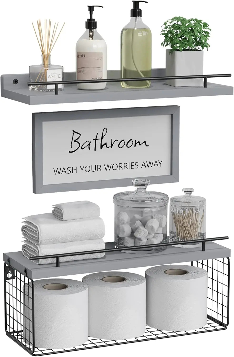 Floating Shelves for Bathroom Wall Decor and Storage Solution