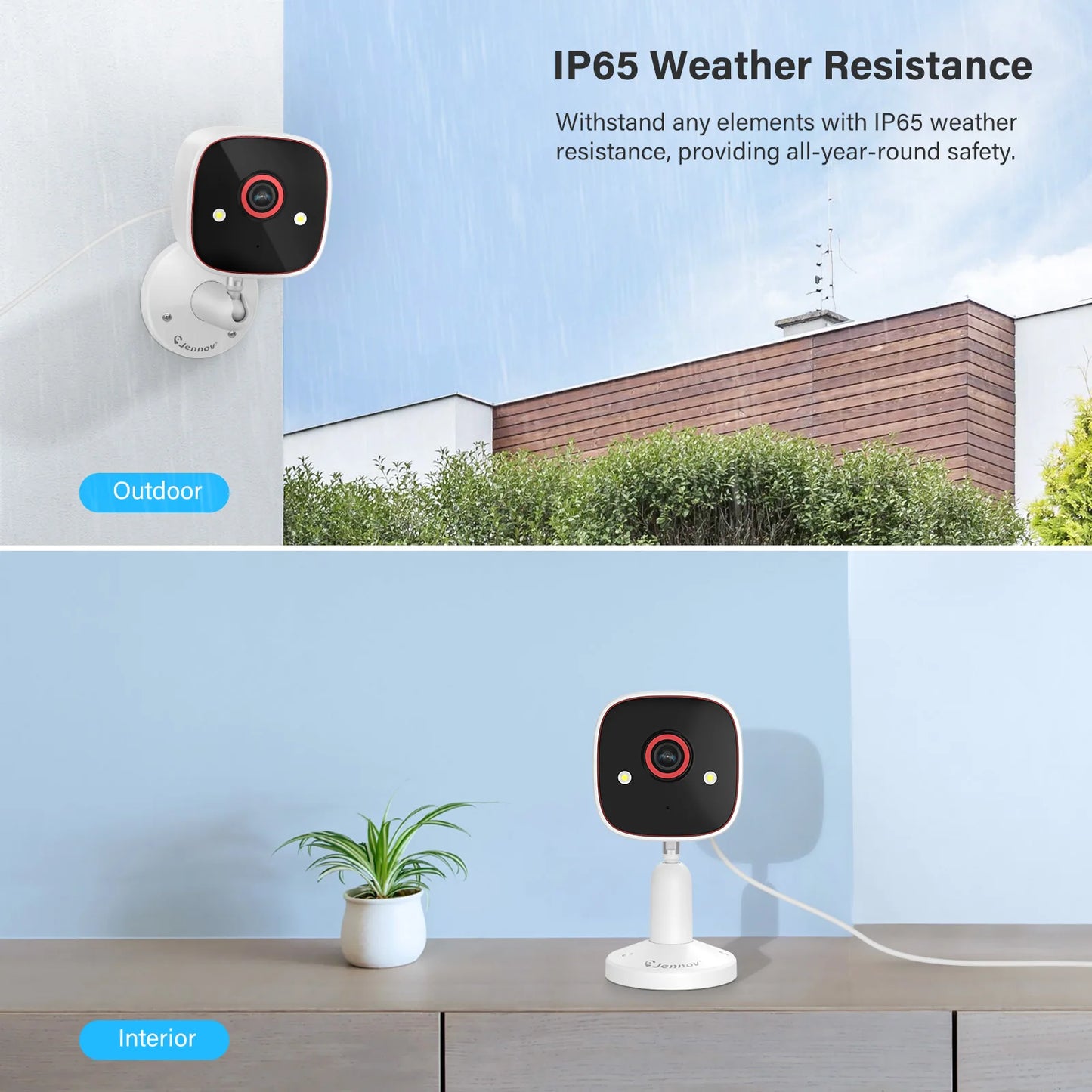 Jennov Outdoor Indoor Security Camera 5Ghz 2.4Ghz 2K HD Wireless WiFi Pet Dog Cat Baby Monitor Camera for Home Security IP66