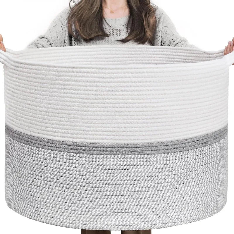 Extra Large Laundry Basket, Woven Rope Storage For Towels