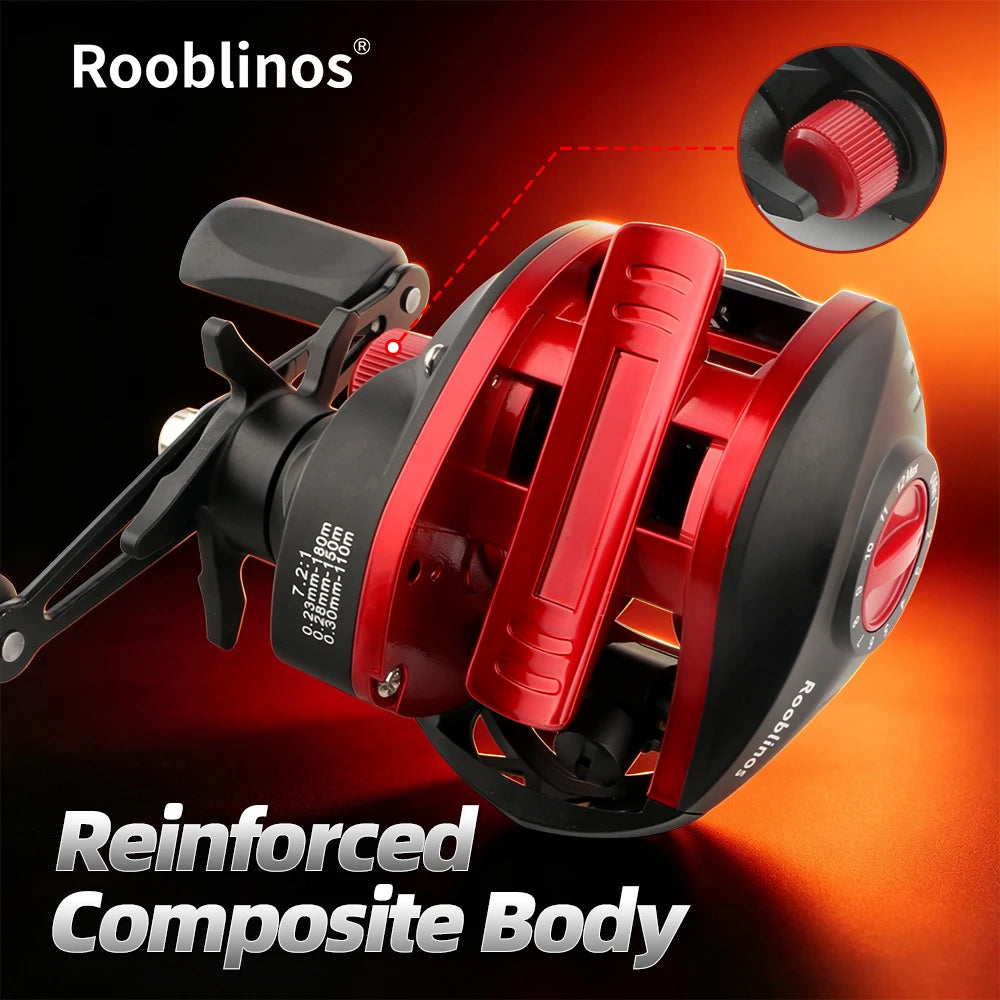 Rooblinos BR 6.3:1 7+1BB Baitcaster Fishing Reel Bait Caster Baitcasting Reel Fishing Tackle