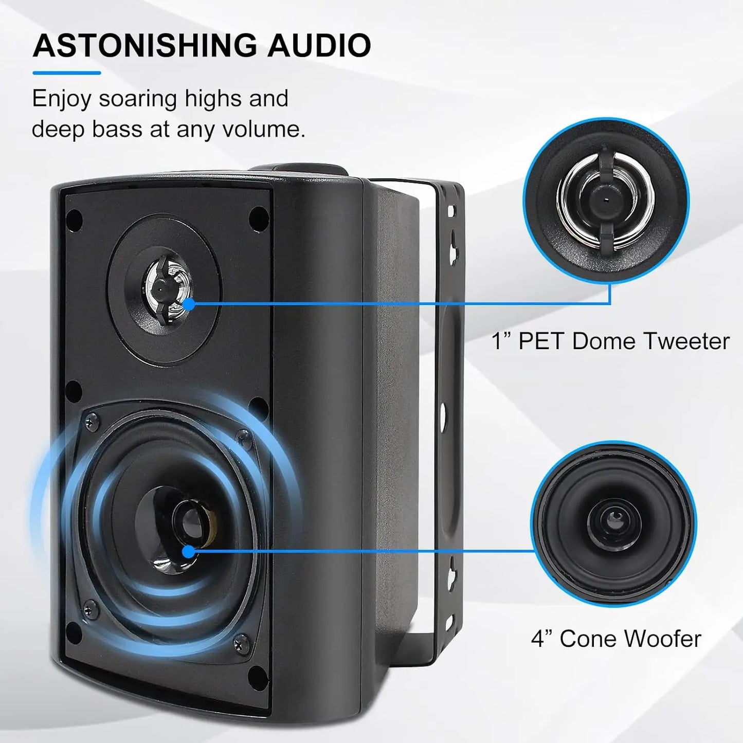 Herdio Outdoor Waterproof Speakers With Tweeter 400W 2 Pairs