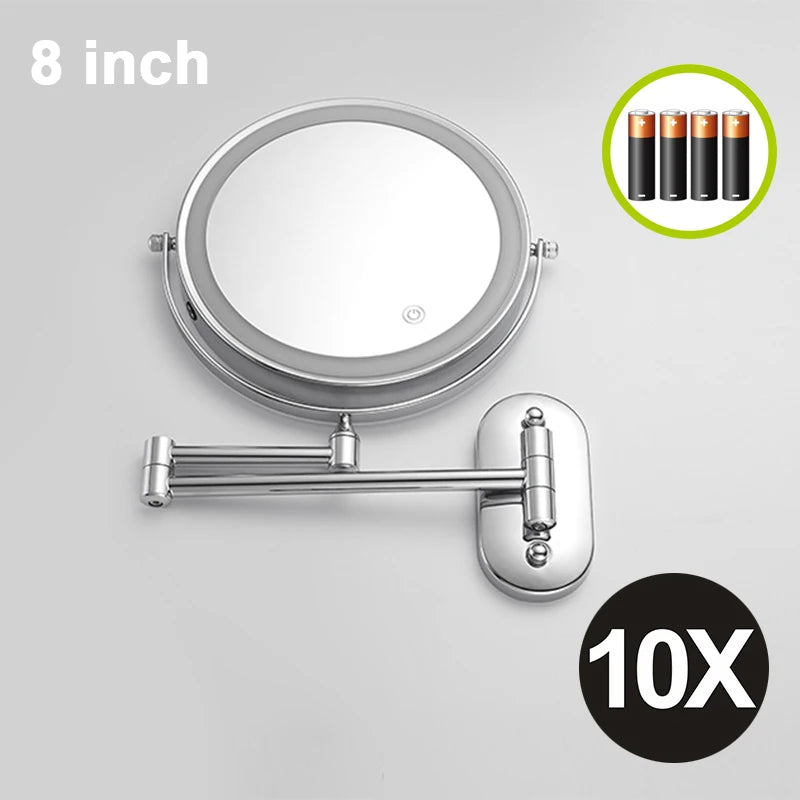 Wall Mounted Lighted 10x Magnifying Dual Arm Makeup Mirror