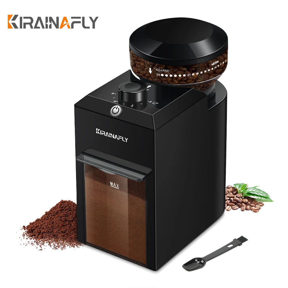 Automatic Burr Mill Coffee Grinder Electric Coffee Bean Grinding With 28 Adjustable Gears