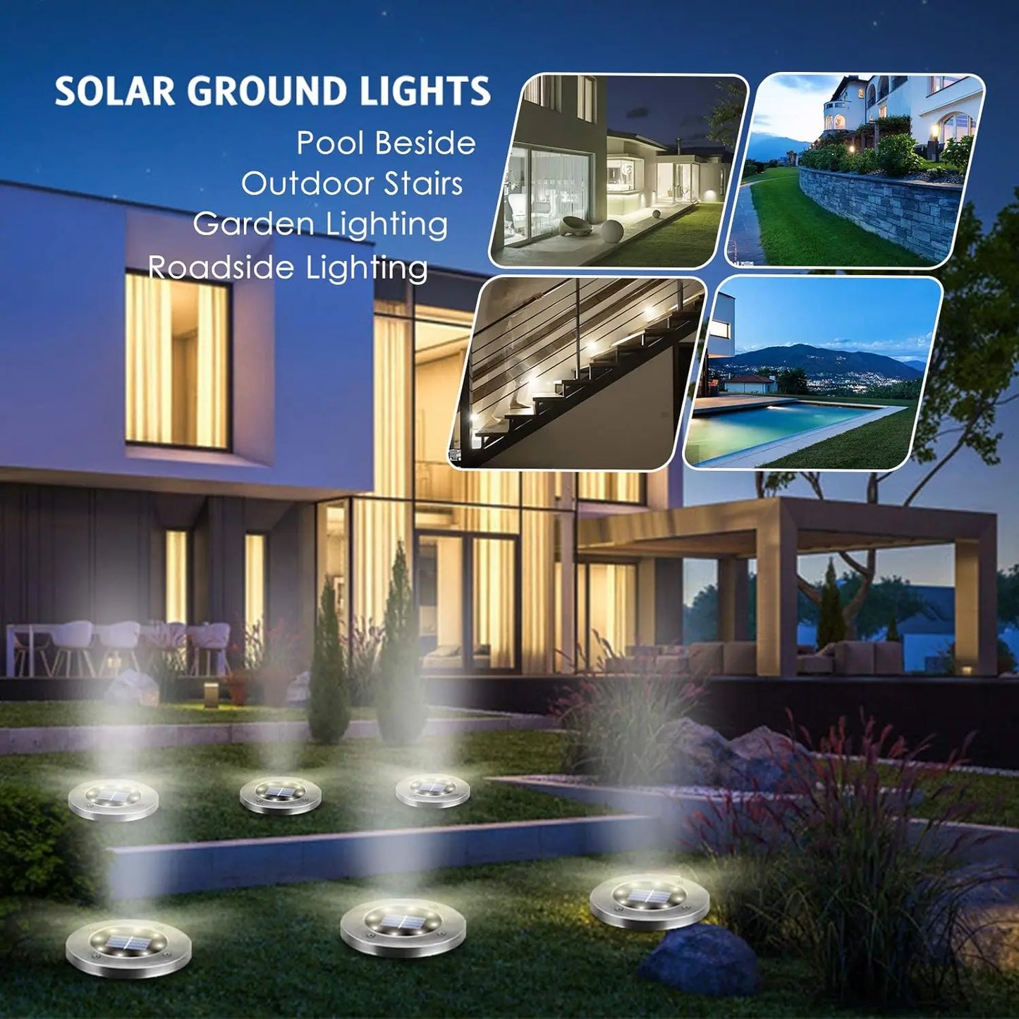 4/8pcs Solar Lights Outdoor, 8 LED Landscape Lighting