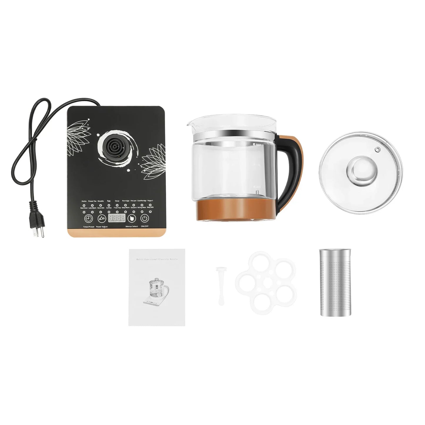 Multifunctional Glass Kettle With Filter And Digital Heating Base