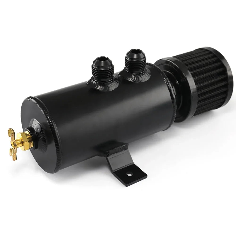 Universal 10AN Aluminum Baffled Oil Catch Can Brushed Reservoir Tank with Breather Filter 750ml