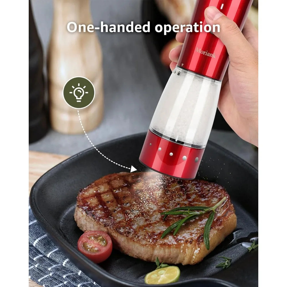 Electric Salt and Pepper Grinder Set with Adjustable Coarseness