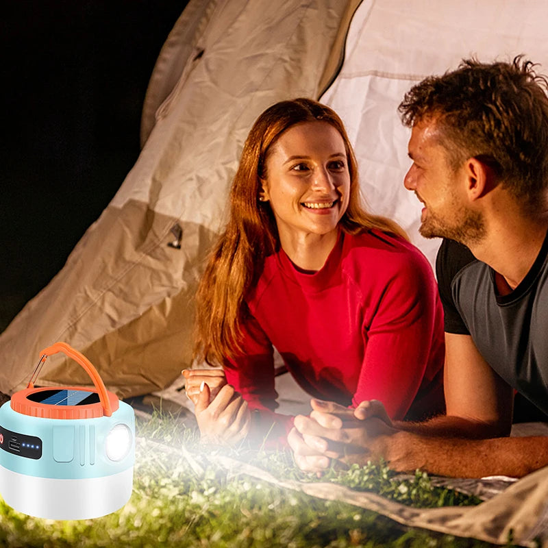 1/2X Powerful Solar LED Camping Lamp Waterproof Portable Lanterns Emergency Lights For BBQ Hiking USB Rechargeable Tent Lanterns