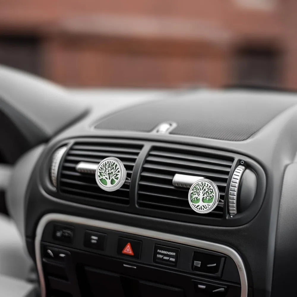 car air freshener diffuser vent clips - aromatherapy essential oil diffuser tree of life car clip with 20 refill pads, gift for