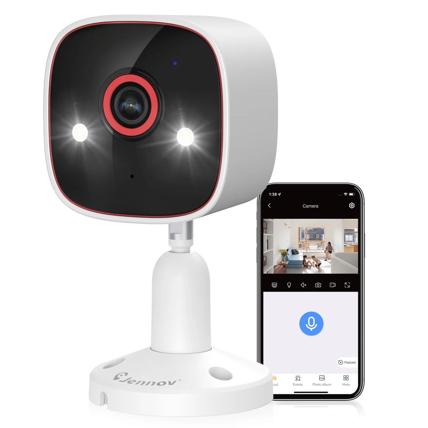 Jennov Outdoor Indoor Security Camera 5Ghz 2.4Ghz 2K HD Wireless WiFi Pet Dog Cat Baby Monitor Camera for Home Security IP66