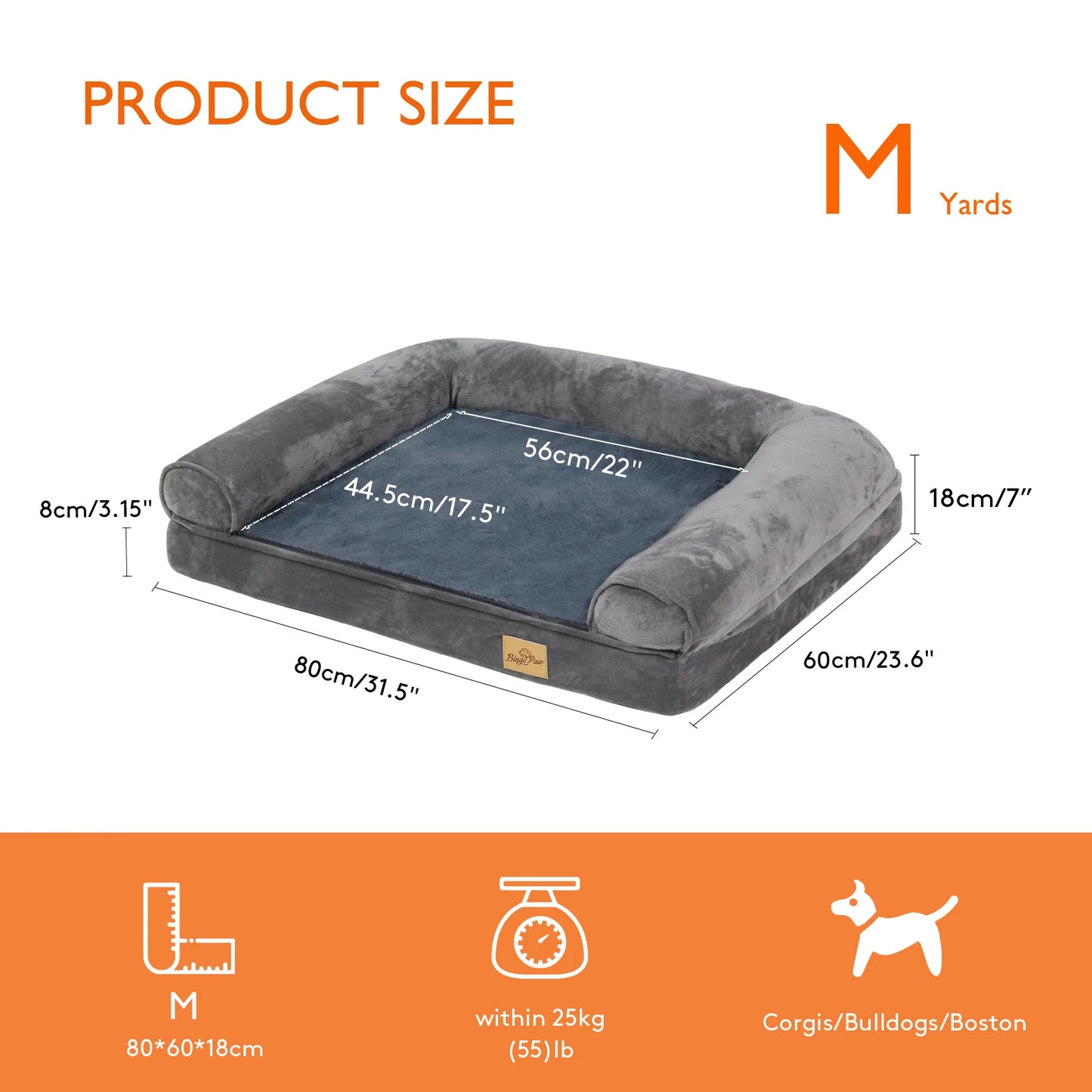 Extra Large Orthopedic Dog Bed with Removable Washable Cover Soft Sponge Foam Cushion