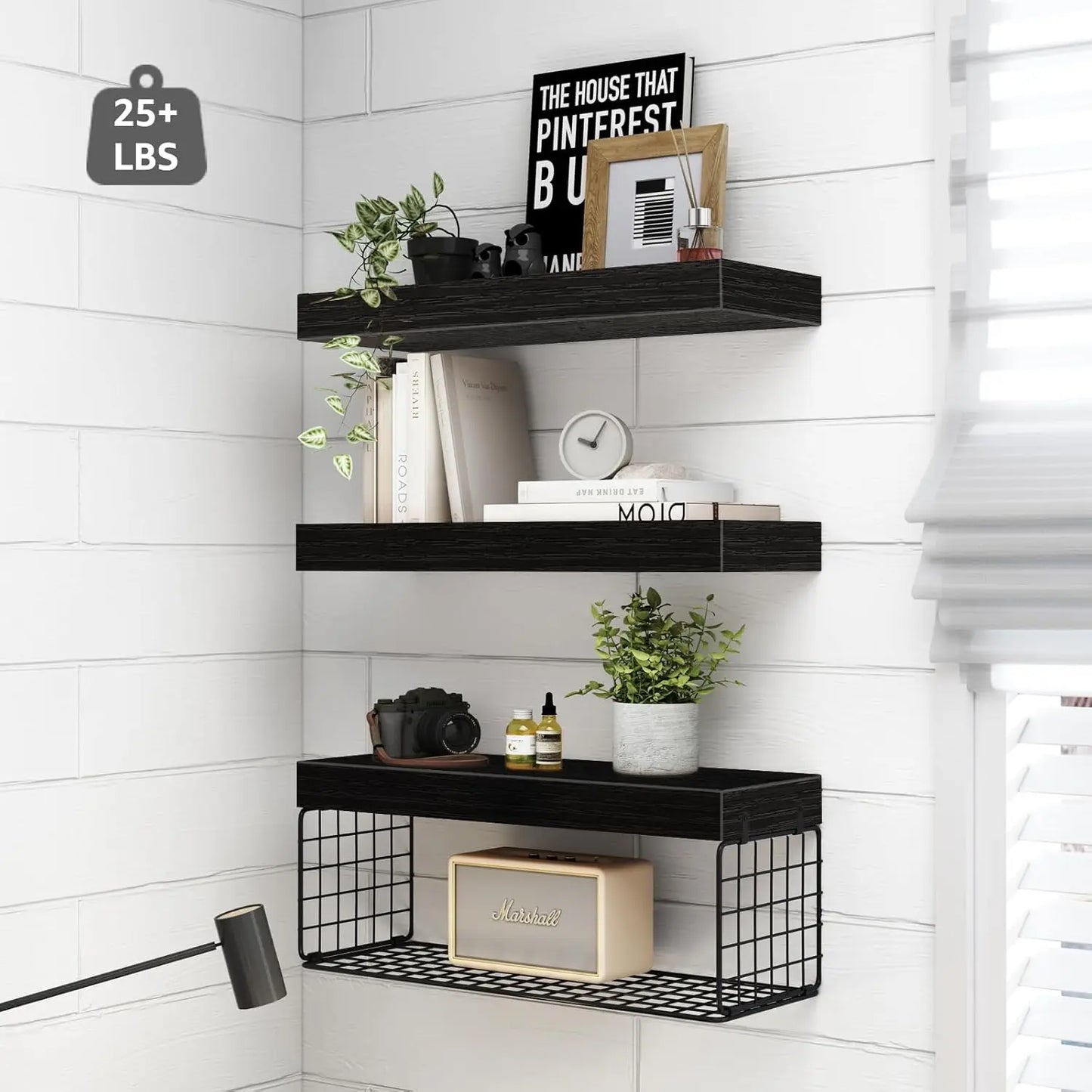 Black Bathroom Shelves Over Toilet Wall Mounted Floating Shelves Set of 3