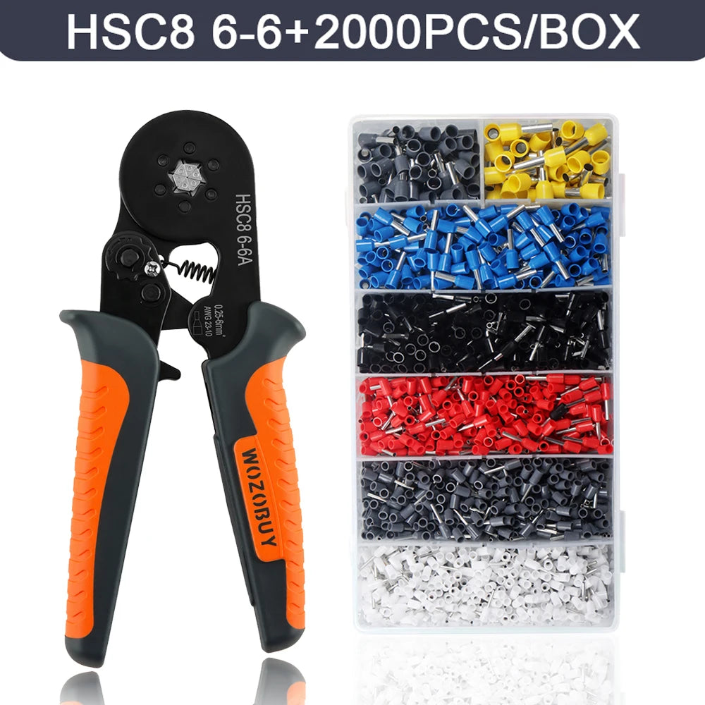 Ferrule Crimping Tool Kit , Ratchet Pliers with Wire End Ferrule Terminals, Quadrilateral Wire Crimp Pliers with Crimp