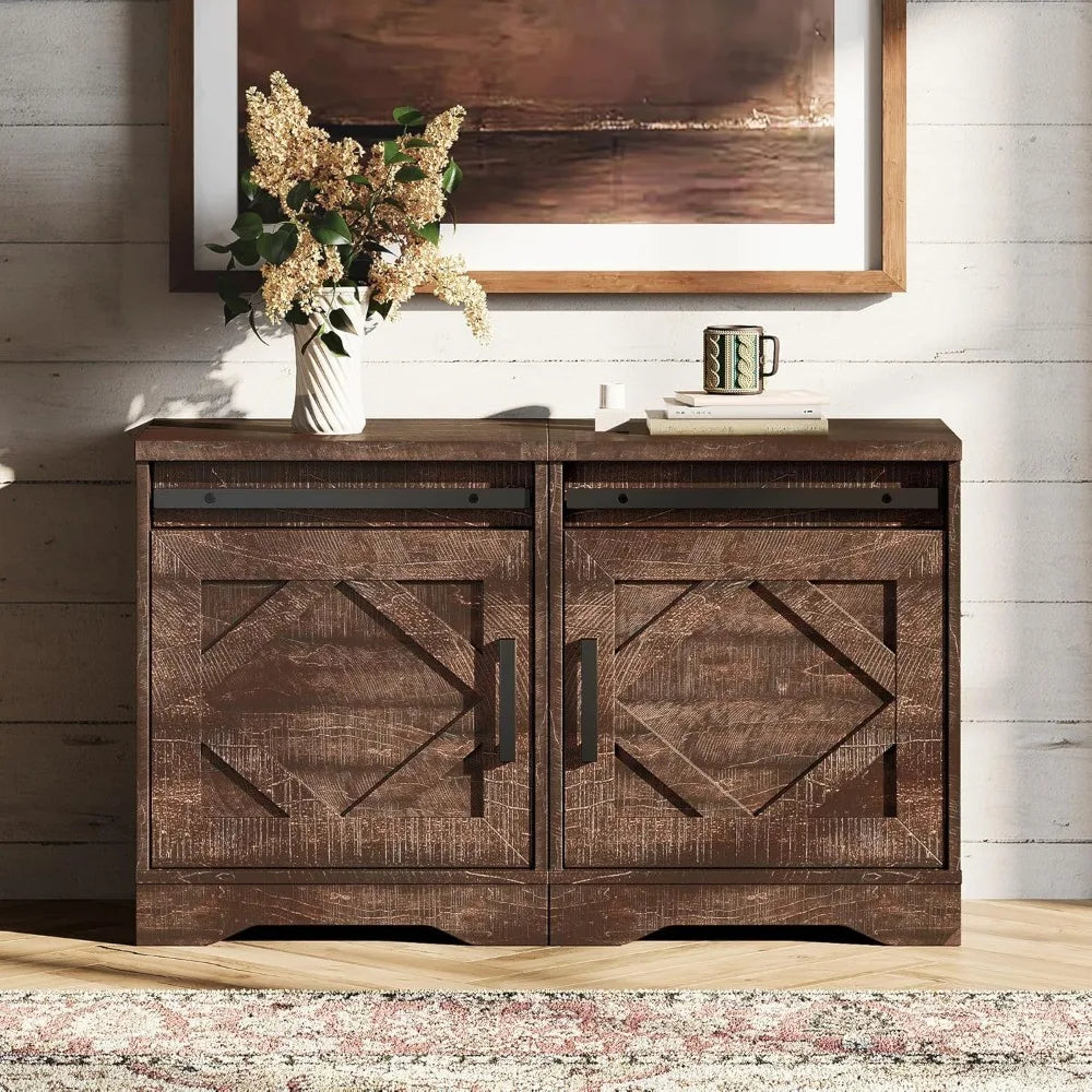 Farmhouse End Table Set of 2, Sofa Side Table with Drawer
