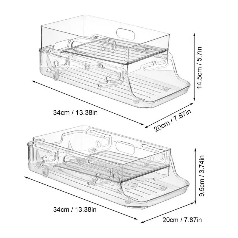 Refrigerator Soda Can Organizer 2-Tier Clear Canned Food Holder