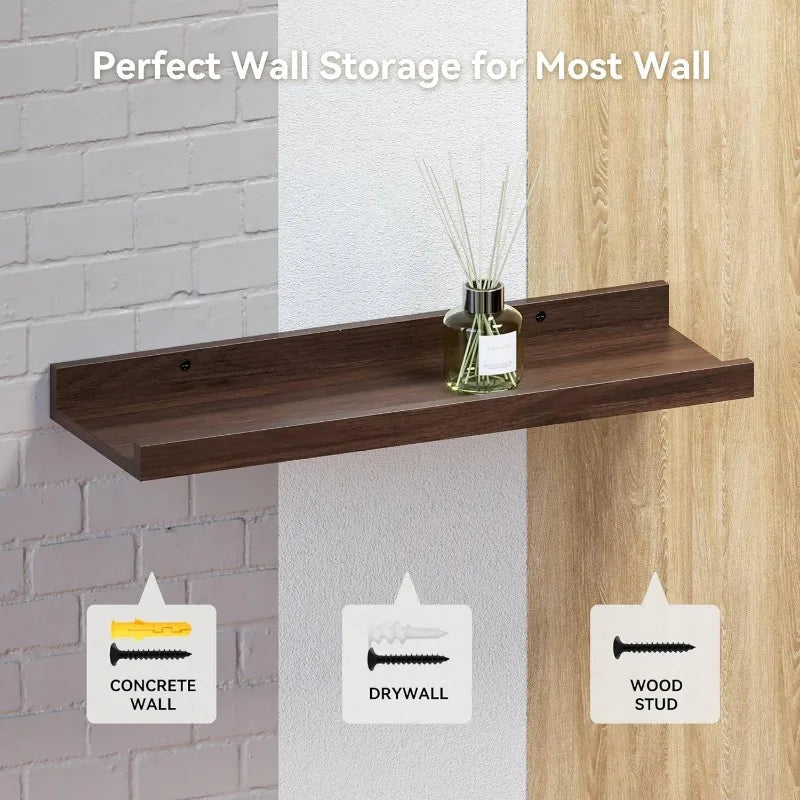 Five Set Floating Shelves for Wall Decor Wall Mounted Book Shelf Nursery Shelves Picture Ledge Shelf with Lip for Wall Storage