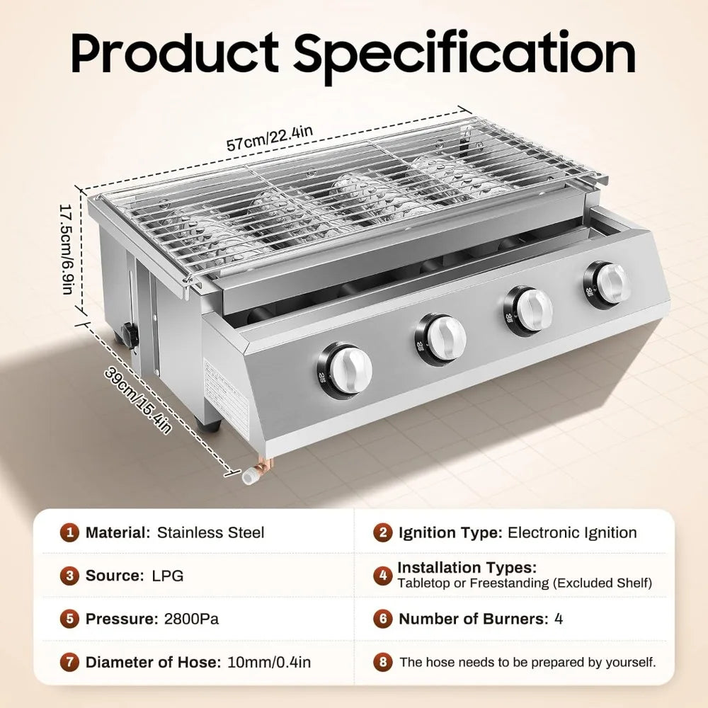 BBQ Grill LPG Tabletop Barbecue Cooking Stove Outdoor Grill