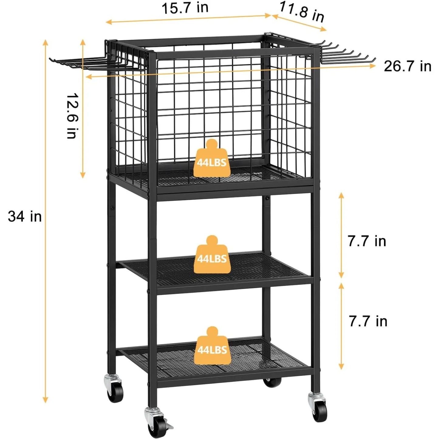 Multi-Functional Weight Storage Rack w/Hooks & Wheels