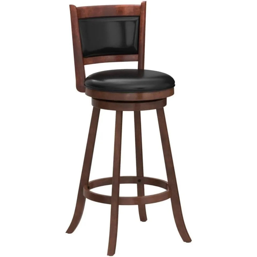 Pair Bar Stools With 360 Degree Swivel Leather Upholstery
