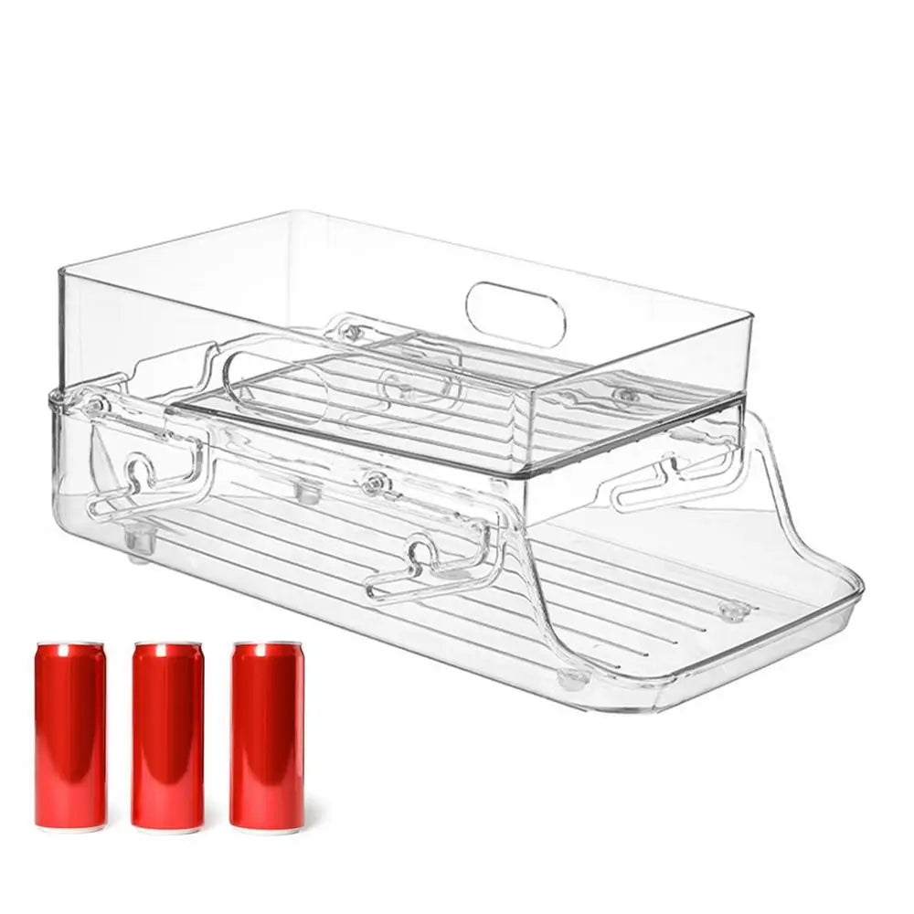 Two Tier Refrigerator Can Organizer Clear Dispenser