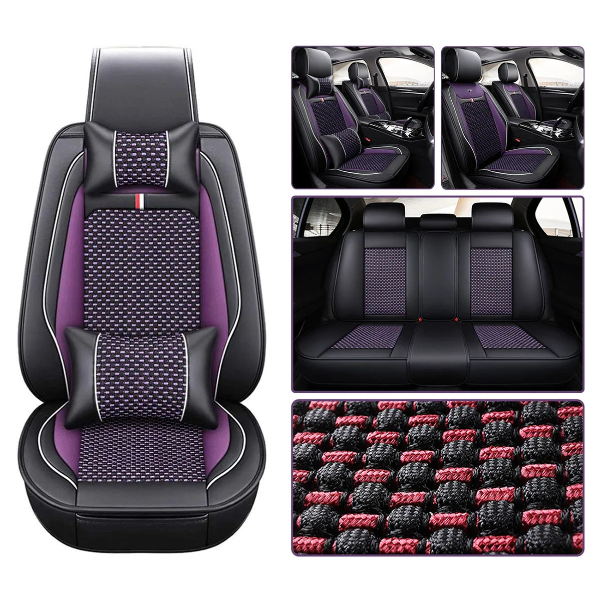Car Seat Covers Full Set,Car Seat Protector, All Season Universal Car Seat Cushion, Car Seat Covers Front Seats and Back