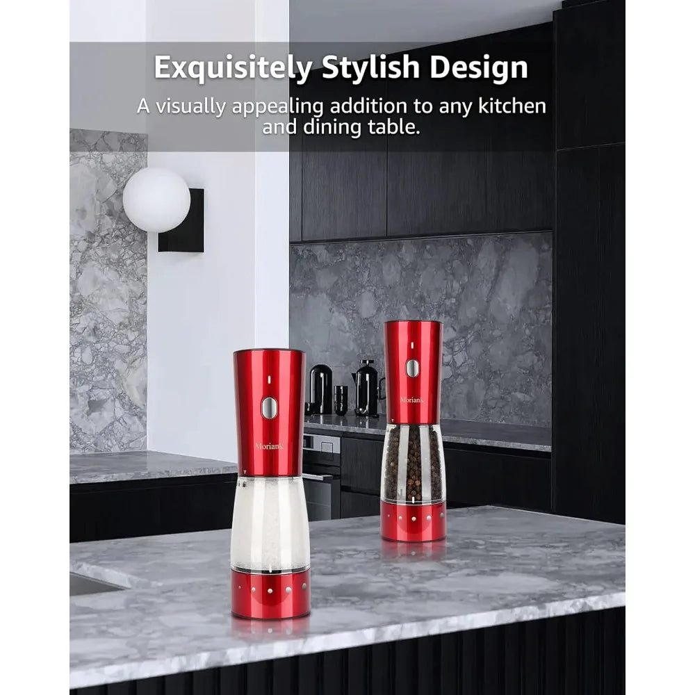Electric Salt and Pepper Grinder Set with Adjustable Coarseness