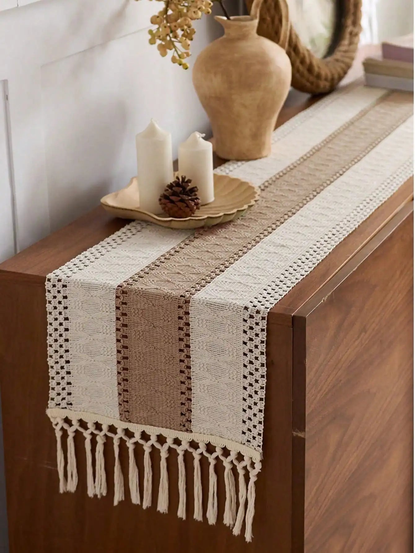 Contemporary Bohemian Rustic Table Runner For Home Decor