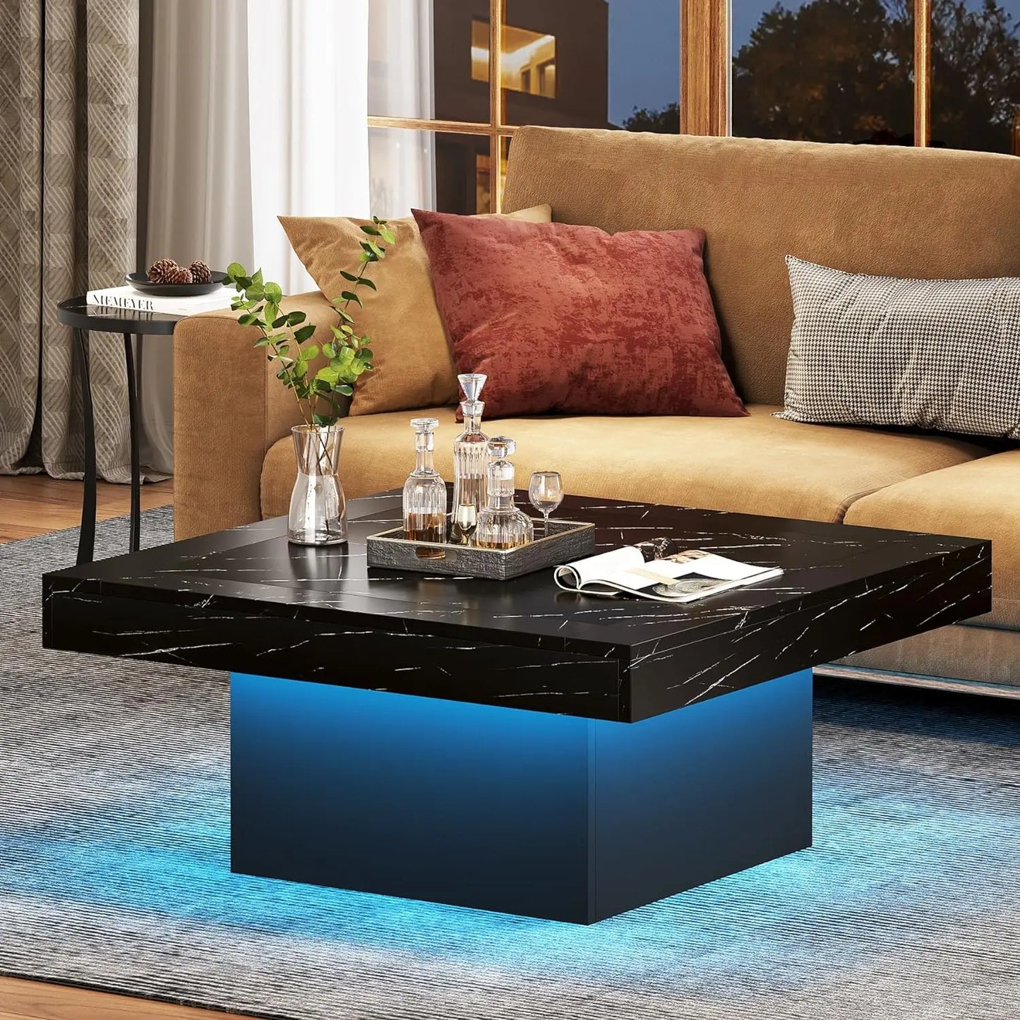 Tribesigns Square LED Coffee Table With Engineered Wood