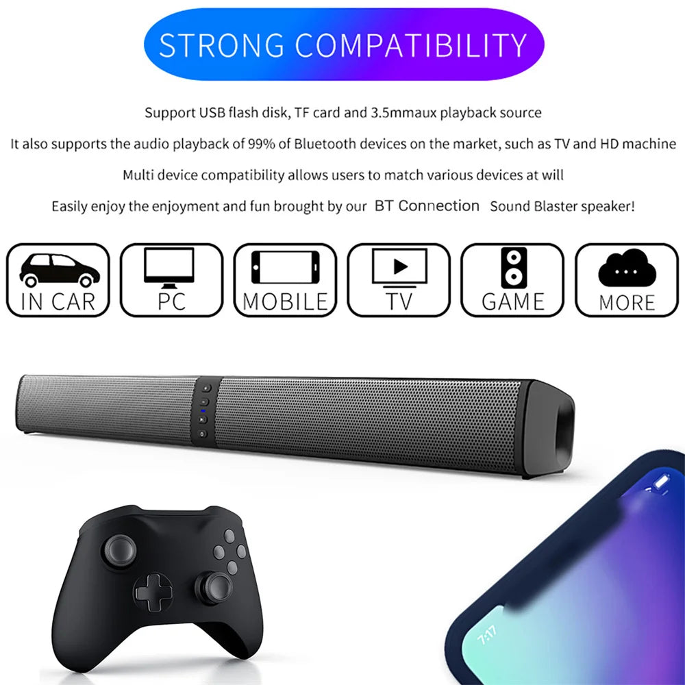 Wireless Bluetooth TV Sound Bar Dual Speaker System